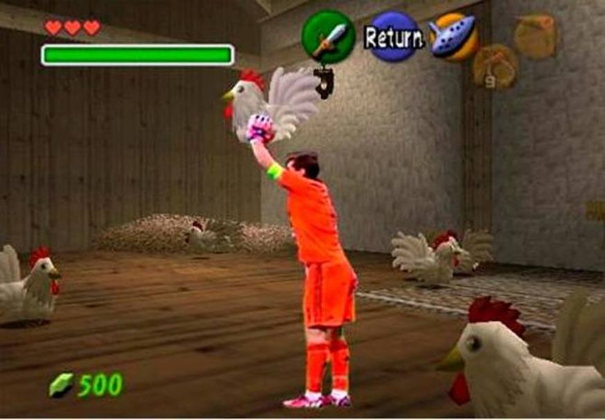Casillas sollevatore di galline all&#39;interno del celebre videogioco Zelda. Twitter